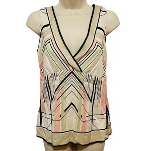 ELIE TAHARI Silk Abstract Sleeveless Blouse